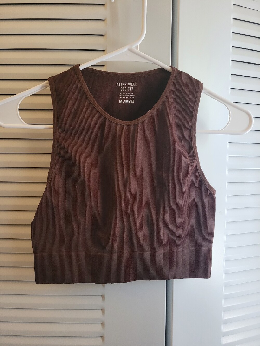 Streetwear Society Brown Ribbed Crop Tank
